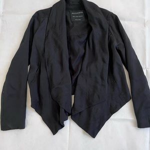 All Saints Black Asymmetrical Sweatshirt Cardigan Size 4 Open